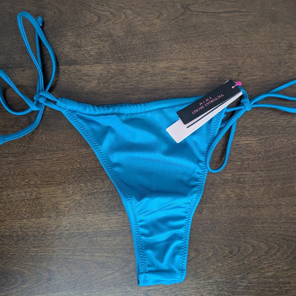 VS String Thong Bikini Bottom Royal Blue Shine size Small